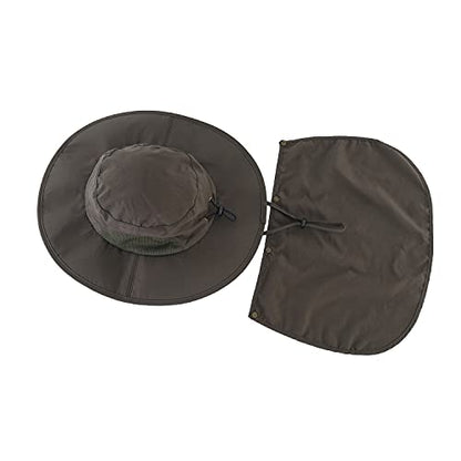 Home Prefer Outdoor UPF50+ Mens Sun Hat with Neck Flap Womens UV Protection Hat Wide Brim Safari Fishing Hiking Gardening Hat - color: Army Green