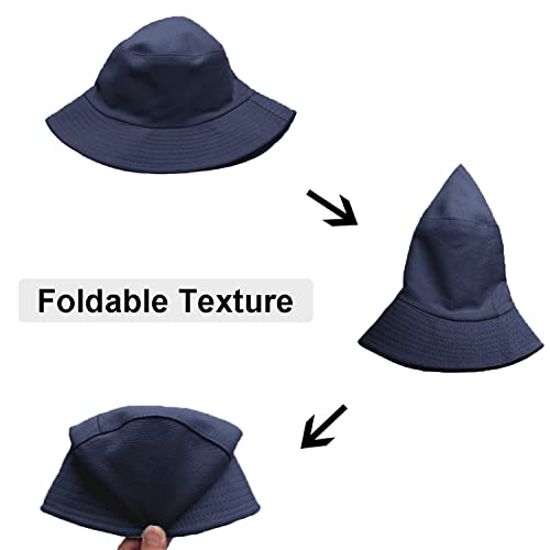 Wheebo Solid Color Bucket Hat for Women Summer Beach Fishmen Hat for Lady Adult Unisex Cotton Cap…… - color: A-sc-navy