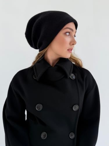 Oversized Slouchy Non-Itchy Knit Beanie Winter Hat for Men & Women - color: Jet Black