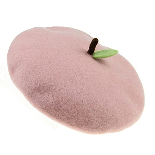 Handmade Wool Beret Hat French Style Needle Felt Flower Beanies Women Winter Autumn Cap - color: Peach, size: 7 1/8-7 3/8