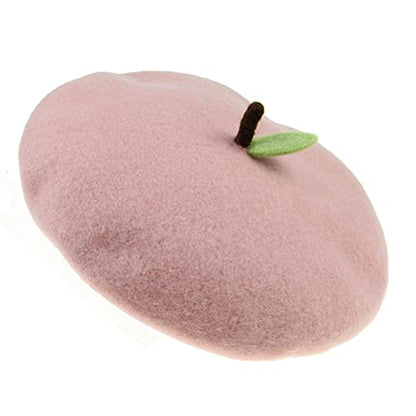Handmade Wool Beret Hat French Style Needle Felt Flower Beanies Women Winter Autumn Cap - color: Peach, size: 7 1/8-7 3/8