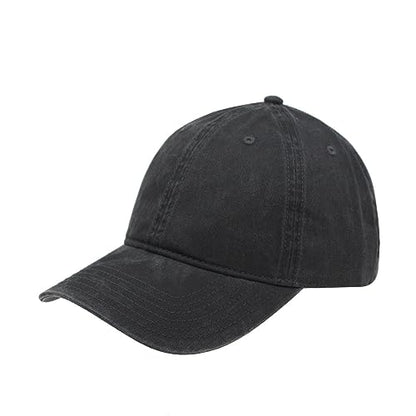 Plain Washed Cotton Adjustable 6 Panel Dad Hat Baseball Cap - color: Black