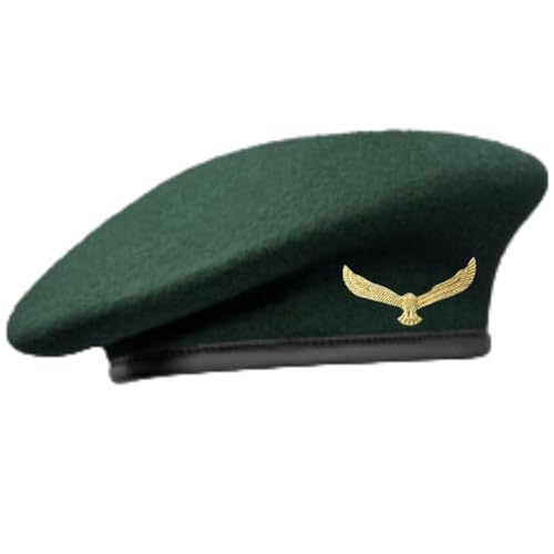 SILAK Traditional Army Style Cap with Metal Eagle Badge – Che Guevara Inspired, Woolen French Beret Hat for Men and Women - color: Green
