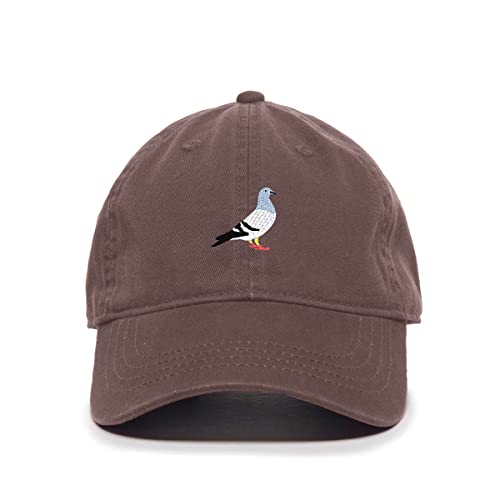Pigeon Baseball Cap Embroidered Cotton Adjustable Dad Hat - color: Brown