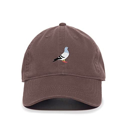 Pigeon Baseball Cap Embroidered Cotton Adjustable Dad Hat - color: Brown