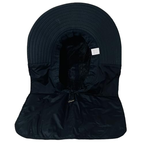 Packable and Adjustable Mesh Boonie Sun Hat with Neck Flap - color: Black 2