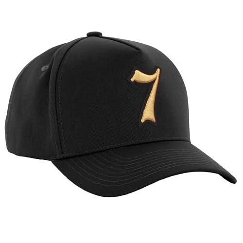 Daxton Premium Trucker Hat Twill 5 Panel Cap Vintage Custom Embroidery Logo Letter or Number - color: Black Hat-black Gold Logo, style: Number: 7