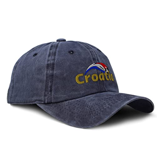 Speedy Pros Soft Washed Baseball Cap Croatia Europe Football Cup Cotton Dad Hats for Men & Women - color: Navy