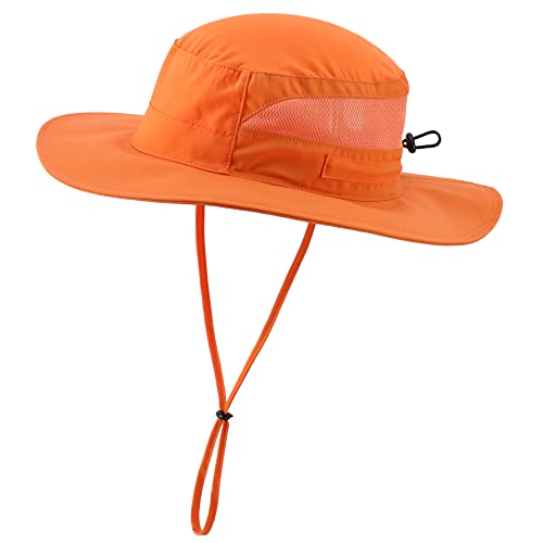 Connectyle Women's UPF 50+ Sun Hat UV Protection Wide Brim Bucket Hat Summer Beach Hats Fishing Hiking Outdoor Safari Hats - color: Orange