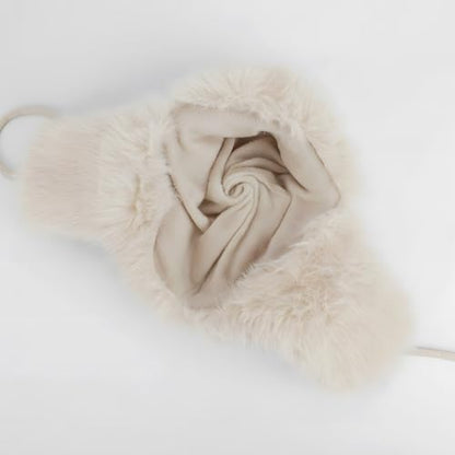 Women Winter Trapper Hat Ushanka Warm Sherpa Beanie Knit Ear Flap - color: Knitting Beige