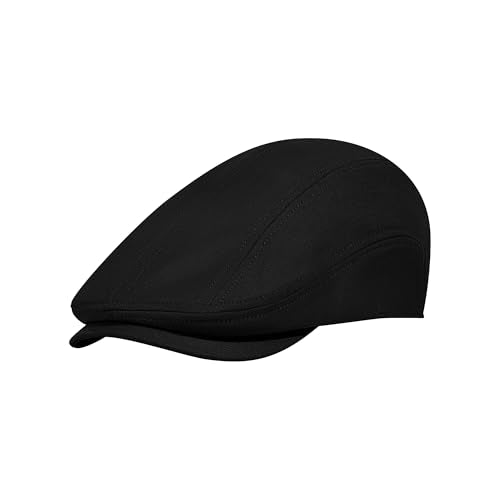 100% Cotton Newsboy Cap for Men Adjustable Flat Gatsby Ivy Cabbie Beret Hat for Summer Driving Hunting - color: Black-bb, size: Medium