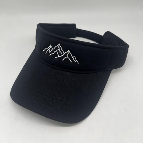 Embroidered Adjustable Sun Visor for Women Men Outdoor Golf Tennis - color: Mountain/Black