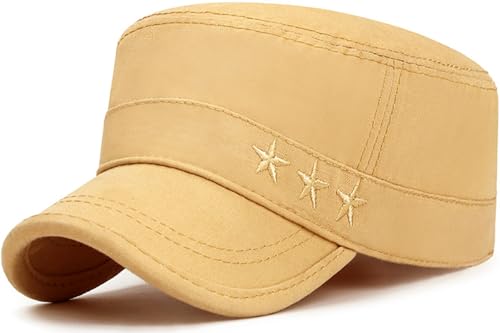 Cadet Hat Flat Top Hats Army Military Caps for Men Women - color: Beige 7