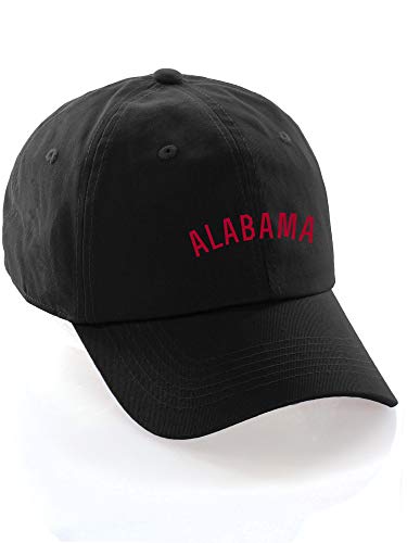 Daxton USA Cities Baseball Dad Hat Cap Cotton Unstructure Low Profile Strapback - color: Alabama Black Red