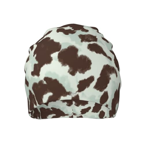 Slouchy Beanie Hat Skull Cap Chemo Headwear Baggy Hats for Men Women Running Cycling - color: Cow Print