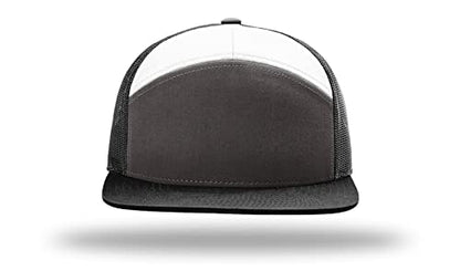 Richardson 168 168P Hat 7-Panel Trucker Cap Hi-Pro Snapback Cap Camo Hat Adjustable Baseball Hat Blank Hat Bulk Hats - color: Charcoal/Black/White