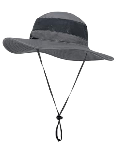 Fishing Hat, UPF 50+ Sun Cap with Detachable Mask - color: Dark Grey