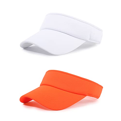 Sun Visor Hat Adjustable Outdoor Sports Cap for Men Women Adults - color: #2 White-orange