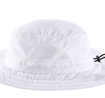 Connectyle Kids Sun Hat for Boys Girls Wide Brim Bucket Hat UPF 50+ Sun Protection Hat Breathable Summer Beach Hat - color: White