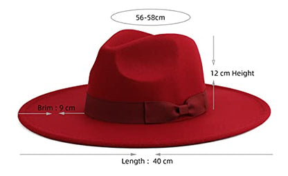 Pro Celia Big Wide Brim Women Fedora Hat - color: Wine Red