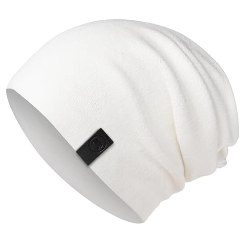 Warm Slouchy Beanie Hat - Deliciously Soft Daily Beanie in Fine Knit - color: White