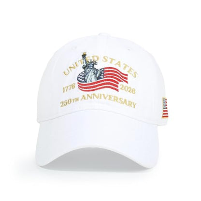USA 250th Anniversary Baseball Cap Patriotic Embroidered American Hat - color: 2-white