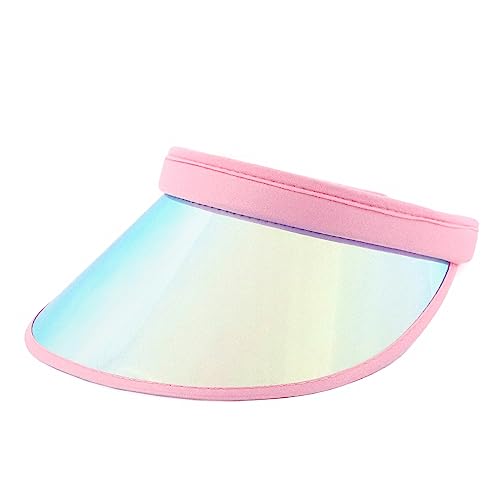 Surkat Women Sun Visors Hologram Wide Brim Thicker Sweatband UV Protective Sportswear Visors Sunhat - color: Pink-03797