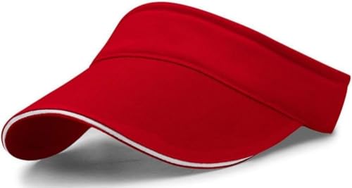 Unisex Sun Visor Hat Empty Top Baseball Cap Lightweight Sun Hat Beach Cap with Adjustable Strap for Running, Tennis, Golf - color: Red