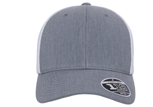 Flexfit 110M Trucker Mid-Profile Mesh Back Snapback Cap - color: Heather/White