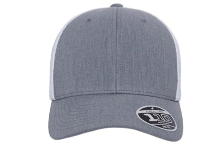 Flexfit 110M Trucker Mid-Profile Mesh Back Snapback Cap - color: Heather/White