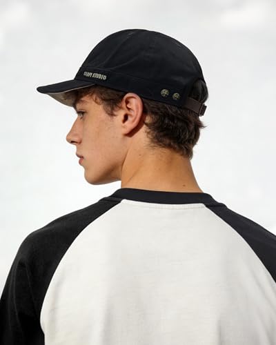 CLAPE Short Brim Baseball Cap for Men, Cotton Adjustable Travel Hat - color: Clsb06-black