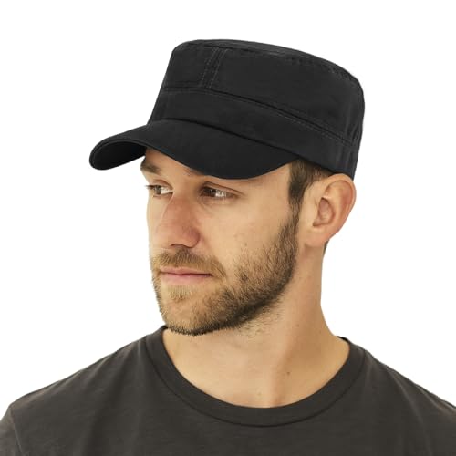 TopTie Army Cadet Cap Hat Polyester Cotton Twill Security Hat - color: Black