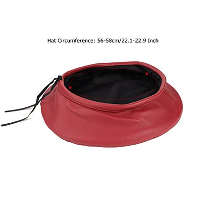 Wheebo PU Leather Berets for Women French Beret Hats Artist Painter Hat Classic Solid Style - color: Red