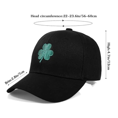 Women's Men's Fashion Baseball Cap Adjustable Strapback Hats Dad Hat Visor Sports Hat - color: Black - Green Shamrock