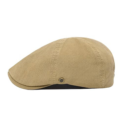 VOBOOM Cotton Flat Cabbie Hat Gatsby Ivy Irish Hunting Newsboy Cap - color: Khaki