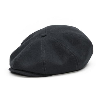 Sterkowski Peaky | 100% Wool Newsboy Cap for Men and Women | Warm Classic Elegant Paperboy Cap - color: Black, size: 7 5/8