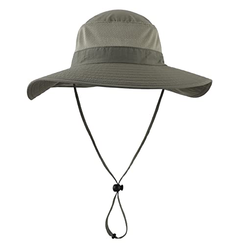 Home Prefer Outdoor UPF50+ Mesh Sun Hat Wide Brim Fishing Hat with Neck Flap Sun Hat for Men Women - color: Pea Green