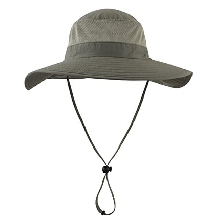 Home Prefer Outdoor UPF50+ Mesh Sun Hat Wide Brim Fishing Hat with Neck Flap Sun Hat for Men Women - color: Pea Green