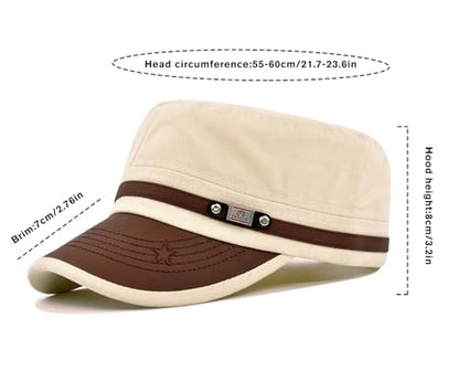Initlove Military Hat Cadet Army Cap Flat Top Hats for Men Women - color: Khaki