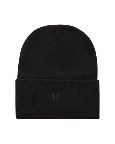 Hurley Mens Heavyweight Slouchy Fit Icon Cuffed Beanie Winter Hat - color: Black/Black