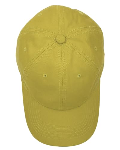 Gelante Cotton Twill Washed Unstructure Baseball Cap - Adjustable Blank Hat for Men Women - Wholesale Bulk Lot of 6 Pack - color: Solid Yellow