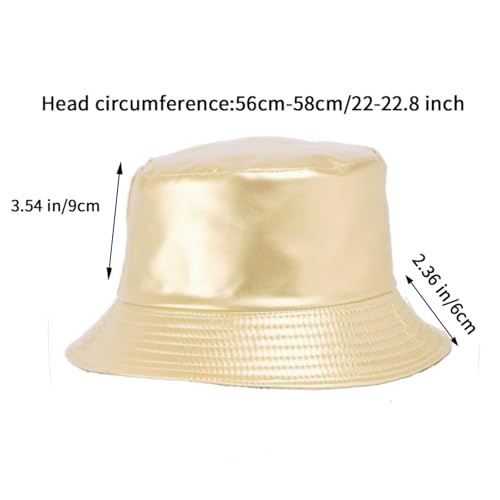 MILAKOO Pu Leather Bucket Hat for Unisex Reversible Fishing Cap Metallic Retro 80s 90s Fisherman Hat - color: E: Gold