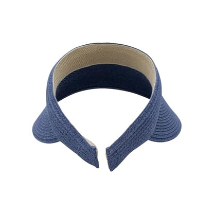 Toyo Braid Clip On Visor Wide Brim Hat Sun Protection for Women - color: Blue