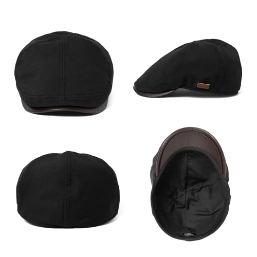 TOP-EX UPF 50+ Waterproof Newsboy Flat Cap for Men, XL/XXL - color: Black(waterproof), size: Medium-Large
