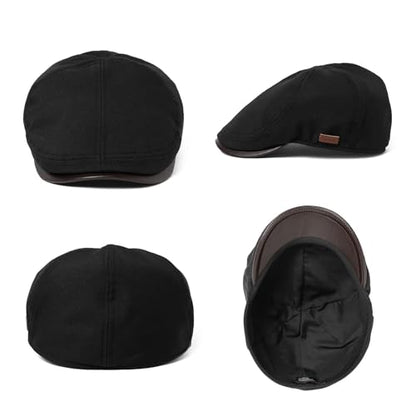 TOP-EX UPF 50+ Waterproof Newsboy Flat Cap for Men, XL/XXL - color: Black(waterproof), size: Medium-Large