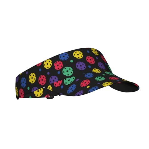 Sports Sun Visor Hats Adjustable Men Women Lightweight Packable Cooling Empty Top Visor Hat for Running, Tennis, Golf - color: Colorful Pickleball, size: 1-2