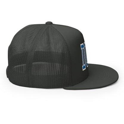 NG Duke Flat Bill Embroidered Trucker Hat High Crown Adjustable Cap - color: Charcoal