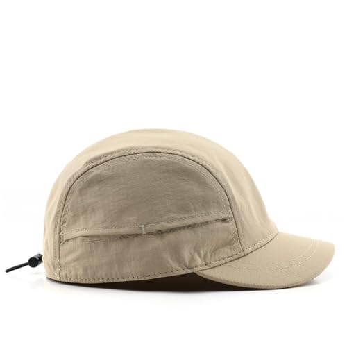 Short Brim Quick-Dry Lightweight Breathable Polyester Baseball Cap Adjustable Drawstring Dad Hat Outdoor Men Women - color: Khaki