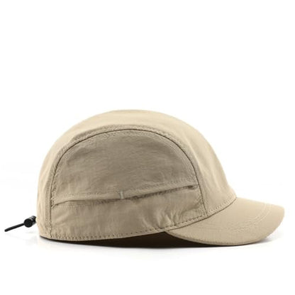 Short Brim Quick-Dry Lightweight Breathable Polyester Baseball Cap Adjustable Drawstring Dad Hat Outdoor Men Women - color: Khaki
