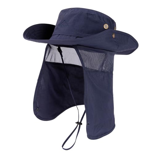 Comhats Sun Hat with Neck Flap for Men, UPF 50+ Wide Brim Cooling Oversized - color: Aa96561_navy Blue, size: Large-X-Large